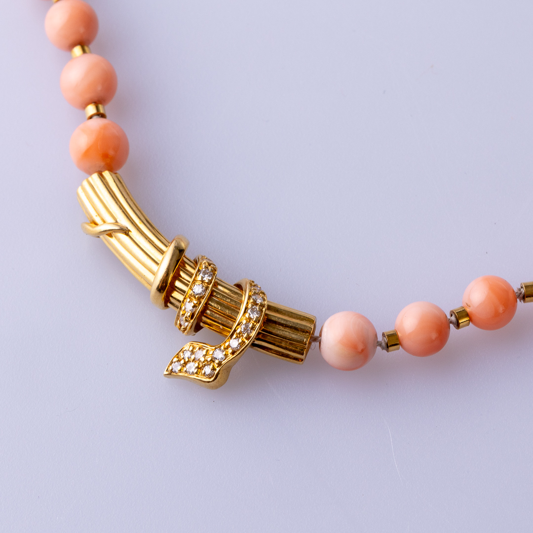 4421136 Korallen Kette Gelbgold